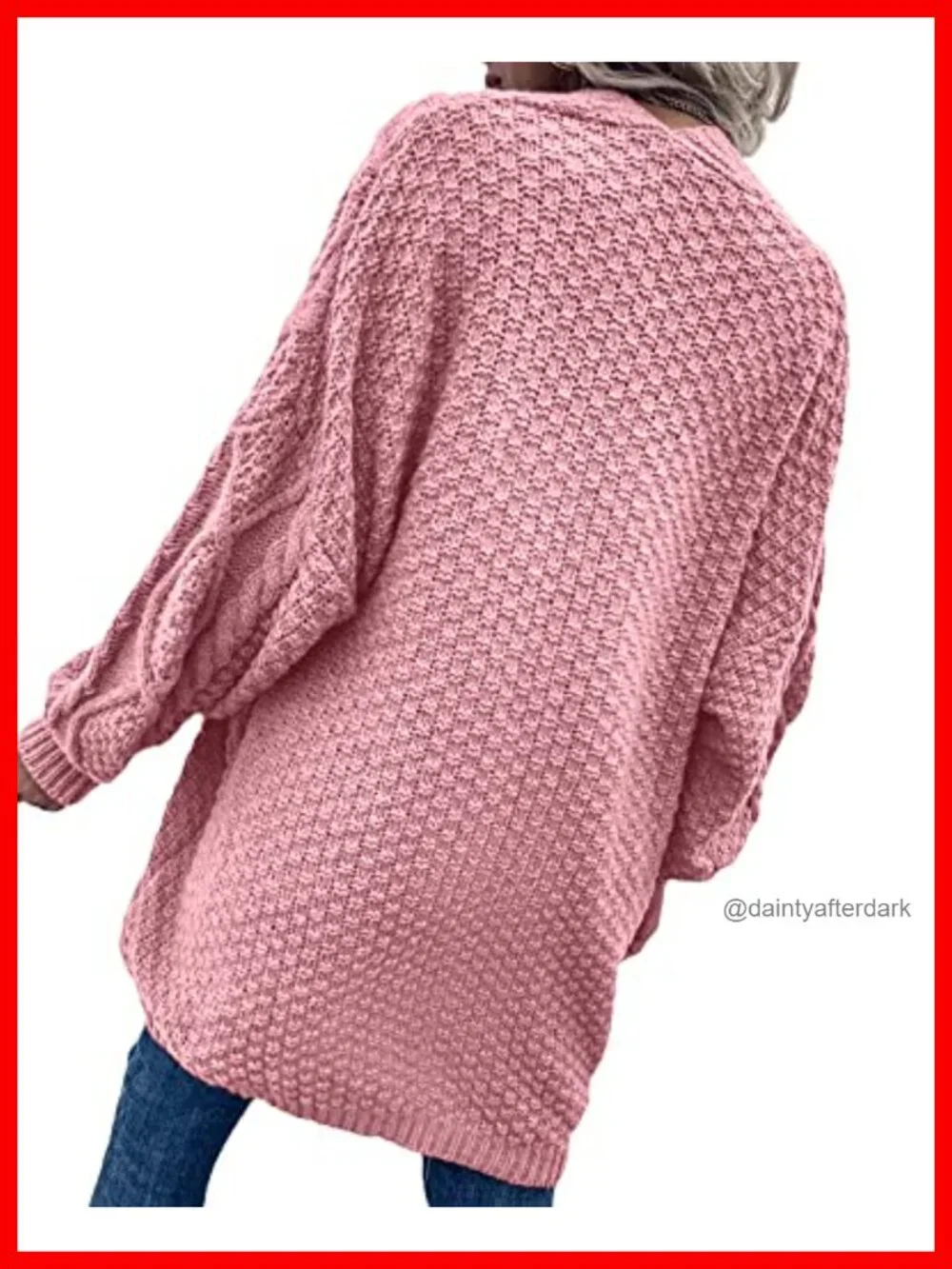 Oversized Cable Knit Lantern Sleeve Cardigan Sweater Women